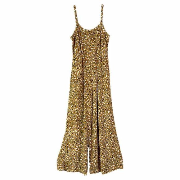 NEW LuLaRoe Leola Wide Leg Cami Jumpsuit Solid Animal Print Golden Tan NWT BOHO - Picture 1 of 7
